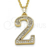 Oro Laminado Fancy Pendant, Gold Filled Style with White Cubic Zirconia, Polished, Golden Finish, 05.185.0022