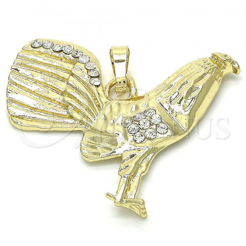 Oro Laminado Fancy Pendant, Gold Filled Style with White Crystal, Polished, Golden Finish, 05.213.0024