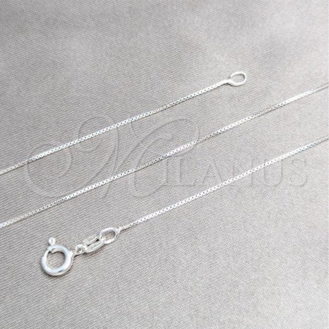Sterling Silver Basic Necklace, Box Design, Polished, Silver Finish, 04.420.0038.18