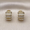 Oro Laminado Stud Earring, Gold Filled Style with White Micro Pave, Polished, Golden Finish, 02.283.0247