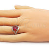 Oro Laminado Multi Stone Ring, Gold Filled Style Cluster Design, with Garnet and White Cubic Zirconia, Polished, Golden Finish, 01.196.0038.1