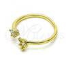 Oro Laminado Multi Stone Ring, Gold Filled Style Flower Design, with White Cubic Zirconia, Polished, Golden Finish, 01.284.0075