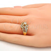 Gold Tone Multi Stone Ring, with White Cubic Zirconia, Polished, Golden Finish, 01.199.0003.09.GT (Size 9)
