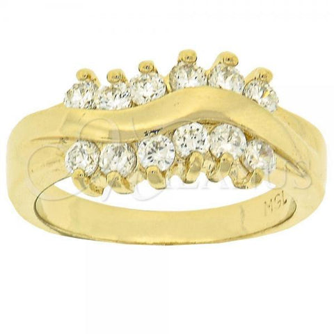 Oro Laminado Multi Stone Ring, Gold Filled Style with White Cubic Zirconia, Polished, Golden Finish, 5.167.001.08 (Size 8)