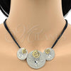 Oro Laminado Necklace and Earring, Gold Filled Style Leaf and Spiral Design, Polished, Two Tone, 06.59.0108