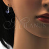 Rhodium Plated Leverback Earring, Disco Design, with Provence Lavander Swarovski Crystals, Polished, Rhodium Finish, 02.239.0010.3