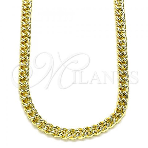 Oro Laminado Basic Necklace, Gold Filled Style Miami Cuban Design, Polished, Golden Finish, 04.213.0244.24