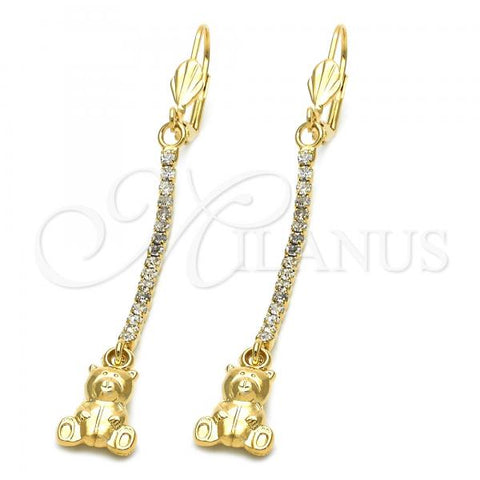 Oro Laminado Long Earring, Gold Filled Style Teddy Bear Design, with  Cubic Zirconia, Golden Finish, 5.110.002