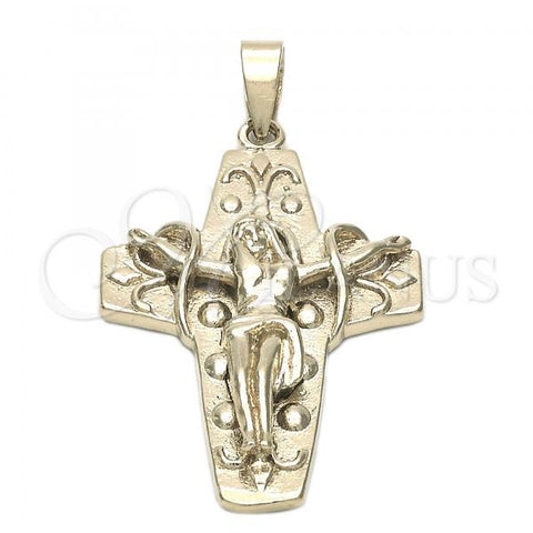 Oro Laminado Religious Pendant, Gold Filled Style Buffalo Design, Diamond Cutting Finish, Golden Finish, 5.188.005