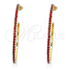 Oro Laminado Stud Earring, Gold Filled Style with Garnet Crystal, Polished, Golden Finish, 02.122.0118.1.55