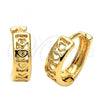Oro Laminado Huggie Hoop, Gold Filled Style Heart Design, Polished, Golden Finish, 02.97.0006