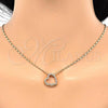 Oro Laminado Pendant Necklace, Gold Filled Style Heart Design, with White Micro Pave, Polished, Golden Finish, 04.156.0131.20