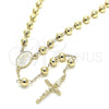Oro Laminado Medium Rosary, Gold Filled Style Guadalupe and Crucifix Design, Polished, Golden Finish, 09.213.0020.26