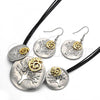Oro Laminado Necklace and Earring, Gold Filled Style Leaf and Spiral Design, Polished, Two Tone, 06.59.0108