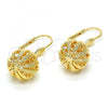 Oro Laminado Dangle Earring, Gold Filled Style Ball Design, Polished, Golden Finish, 5.105.016