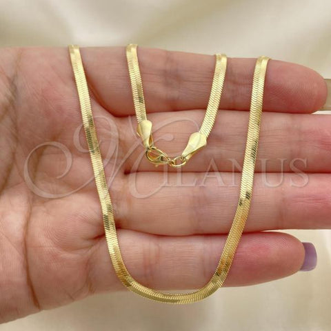 Oro Laminado Basic Necklace, Gold Filled Style Herringbone Design, Polished, Golden Finish, 03.02.0083.16