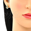 Oro Laminado Stud Earring, Gold Filled Style Anchor Design, with White Micro Pave, Polished, Golden Finish, 02.156.0464