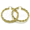 Oro Laminado Extra Large Hoop, Gold Filled Style and Hollow Diamond Cutting Finish, Golden Finish, 02.170.0490.70