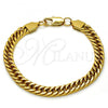 Stainless Steel Basic Bracelet, Curb Design, Polished, Golden Finish, 03.256.0001.09