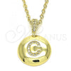 Oro Laminado Fancy Pendant, Gold Filled Style Initials Design, with White Cubic Zirconia, Polished, Golden Finish, 05.341.0003