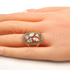 Oro Laminado Multi Stone Ring, Gold Filled Style with White Cubic Zirconia, Polished, Golden Finish, 01.210.0057.08 (Size 8)