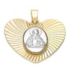 Oro Laminado Religious Pendant, Gold Filled Style Sagrado Corazon de Jesus Design, Diamond Cutting Finish, Two Tone, 5.195.015