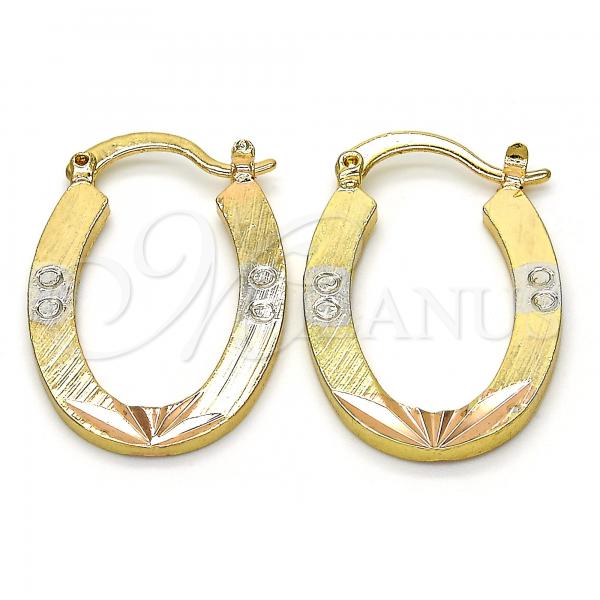 Oro Laminado Small Hoop, Gold Filled Style Diamond Cutting Finish, Tricolor, 02.102.0047.20