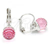 Rhodium Plated Leverback Earring, Disco Design, with Light Rose Swarovski Crystals, Polished, Rhodium Finish, 02.239.0010.2