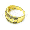 Oro Laminado Multi Stone Ring, Gold Filled Style Heart Design, with White Micro Pave, Polished, Golden Finish, 01.210.0115