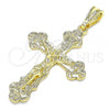 Oro Laminado Religious Pendant, Gold Filled Style Crucifix Design, Polished, Golden Finish, 05.351.0183