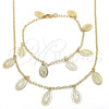 Oro Laminado Necklace and Bracelet, Gold Filled Style Guadalupe Design, Polished, Golden Finish, 06.63.0209