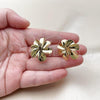Oro Laminado Huggie Hoop, Gold Filled Style Flower Design, Polished, Golden Finish, 02.282.0056.12