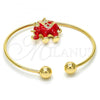 Oro Laminado Individual Bangle, Gold Filled Style Elephant Design, with White Crystal, Red Enamel Finish, Golden Finish, 07.179.0002.1 (02 MM Thickness, One size fits all)