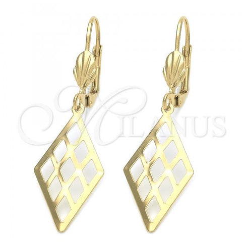 Oro Laminado Dangle Earring, Gold Filled Style Filigree Design, Golden Finish, 5.108.006