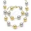 Oro Laminado Necklace and Bracelet, Gold Filled Style Ball and Hollow Design, Polished, Two Tone, 06.341.0013.1