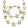 Oro Laminado Necklace and Bracelet, Gold Filled Style Chunky and Hollow Design, Polished, Two Tone, 06.341.0013.1