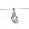 Rhodium Plated Pendant Necklace, Teardrop and Rolo Design, with Crystal and Aurore Boreale Swarovski Crystals, Polished, Rhodium Finish, 04.239.0037.2.16