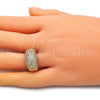 Oro Laminado Multi Stone Ring, Gold Filled Style with White Micro Pave, Polished, Golden Finish, 01.346.0012.07
