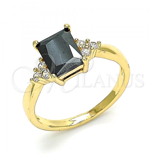 Oro Laminado Multi Stone Ring, Gold Filled Style with Black and White Cubic Zirconia, Polished, Golden Finish, 01.210.0119.3.09