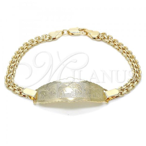 Oro Laminado ID Bracelet, Gold Filled Style Elephant Design, Polished, Golden Finish, 03.63.1917.08