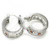 Rhodium Plated Small Hoop, with Garnet and White Cubic Zirconia, Polished, Rhodium Finish, 02.210.0282.6.20