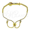 Oro Laminado Adjustable Bolo Bracelet, Gold Filled Style Moon Design, with Multicolor Cubic Zirconia, Polished, Golden Finish, 03.341.0006.11