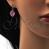 Rhodium Plated Dangle Earring, Heart Design, with Rose Swarovski Crystals, Polished, Rhodium Finish, 02.239.0003.2