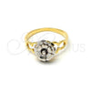 Oro Laminado Elegant Ring, Gold Filled Style Flower Design, Polished, Two Tone, 01.21.0044.08 (Size 8)