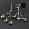 Oro Laminado Long Earring, Gold Filled Style Star Design, Golden Finish, 5.064.001