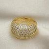 Oro Laminado Multi Stone Ring, Gold Filled Style with White Micro Pave, Polished, Golden Finish, 01.346.0010.08