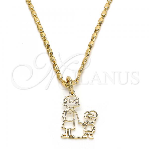 Oro Laminado Pendant Necklace, Gold Filled Style Little Boy Design, Polished, Golden Finish, 04.106.0007.20