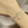 Sterling Silver Charm Bracelet, Heart Design, Polished, Silver Finish, 03.397.0007.07