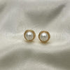 Oro Laminado Stud Earring, Gold Filled Style with Ivory Pearl, Polished, Golden Finish, 02.342.0049
