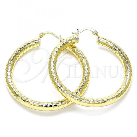 Oro Laminado Large Hoop, Gold Filled Style Hollow Design, Polished, Golden Finish, 02.213.0314.50